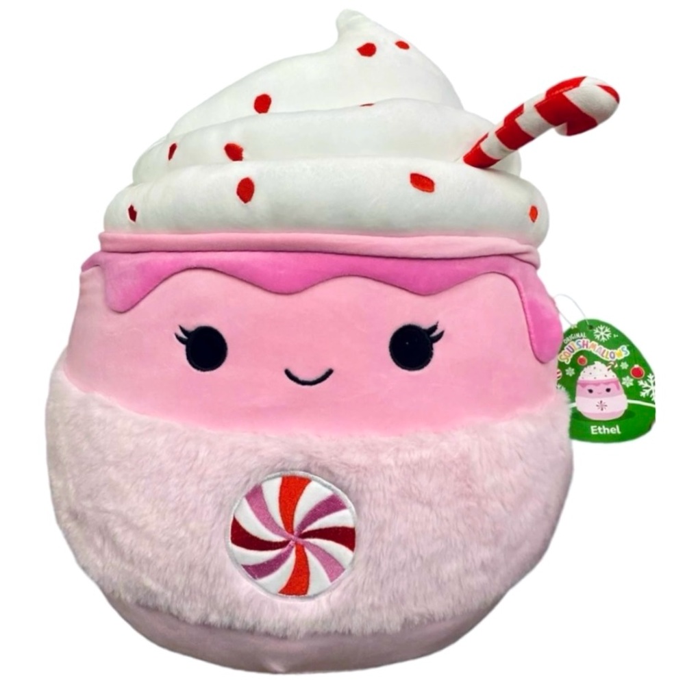 NEW 16” Ethel Pink Peppermint Hot Chocolate Squishmallow